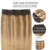 VINBAO Human Hair Extensions Wire Hair Color 10 Light Brown to 16 Blonde Highlight 22in 85g Wire Hair Extensions Invisible Hairpiece Remy Human Hair Extensions (#101616 22in)