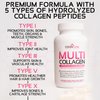 Multi Collagen Pills with Hyaluronic Acid and Vitamin C, Biotin - Type I, II, III, V, X Hydrolyzed Collagen Protein; Healthy Hair, Skin, Nails, Joints -120- Collagen Peptides Capsules for Women & Men