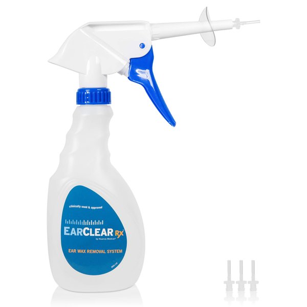 Ear Wax Rigid Removal System by Nuance Medical EarClear Rx - Rigid Tip for SELF Ear Cleaning Kit and 3 Disposable Tips