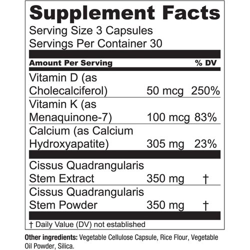 Essential Elements Bone Boost Bone Health Supplement - Bone Support and Calcium Supplement with Vitamin D 3, K2, Cissus Quadrangularis for Bone Strength - 90 Capsules (30 Day Supply)