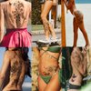 10 Sheet Long Lasting Flower Temporary Tattoos For Women Arm Neck Thigh, 3D Black Flower Rose Temporary Tattoos, fake thigh tattoos, Fake Tattoos That Look Real And Last Long, realistic tattoos long lasting waterproof
