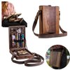 Writers Messenger Wood Box, Multifunctional Wooden Handmade Crossbody Postman Bag Portable Artist Tool Bag Painting Brush Tool Storage Sketch Box Easel for Outdoor Painting (Brown)…