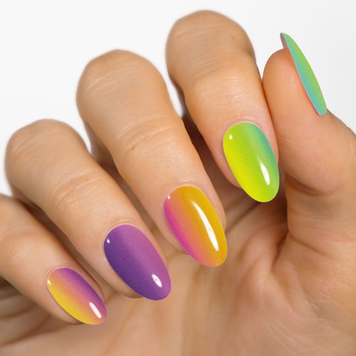 MOYOU LONDON Semi Cured Gel Nail Strips Gradient Ombre 20 Pcs. UV Gel Nail Wraps for Salon-Quality Manicure, Easy to Apply, Trim, & Remove