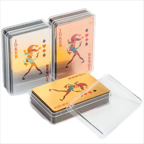 Chemeno Waterproof Playing Cards with Case：3 Deck of Playing Cards, PET, Plastic Playing Cards Bridge Size for Pool Outdoor Poker Cards Game Party Black Pink Gold