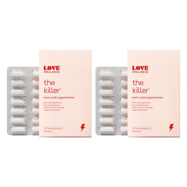 Love Wellness Boric Acid Suppositories for Women, The Killer | Vaginal Suppository for Healthy pH Balance & Odor Control | Hygiene Products for Discomfort | Intimate Feminine Health | 2-Pack