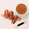 Fokostar Copper Chrome Nail Powder Metallic Mirror Effect Solid Orange Red Pearl Glitter Dust for Gel Nails Design Manicure Pigment Powder Decorations 0.3g with Tool