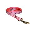 Small Pink/Brown Polka Dot Dog Leash: 3/4" Wide, 4ft Length - Made in USA.