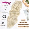 SilkStrands Invisible Wire Hair Extensions 20 Inch Secret Halo Hair Extensions with Adjustable 4 Clips Soft Transparent Lace Bleach Blonde Halo Hair Extensions Long Wavy Hair Extensions for Women