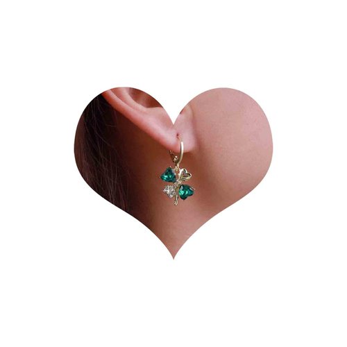 Sttiafay Boho Emerald Crystal Drop Earrings Green Rhinestone Flower Earrings Vintage Emerald Petal Earrings Green Cz Flower Earrings Jewelry for Women and Girls