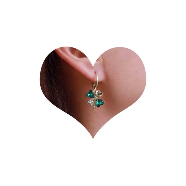 Sttiafay Boho Emerald Crystal Drop Earrings Green Rhinestone Flower Earrings Vintage Emerald Petal Earrings Green Cz Flower Earrings Jewelry for Women and Girls