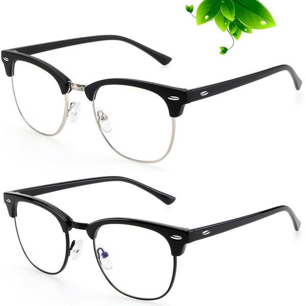 ANYLUV Blue Light Glasses Men Anti Eyestrain Lightweight Computer Gaming Blue Light Blocking Glasses for Women Clear Lens (2 Pack)