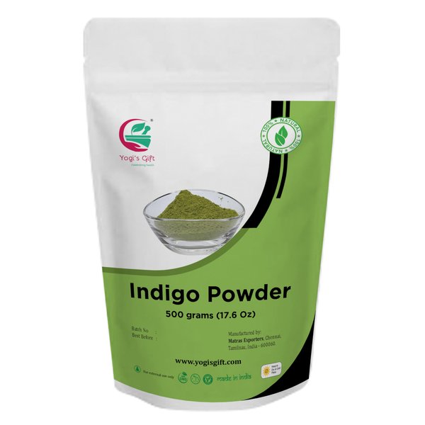 500 GRAMS | 100% Pure INDIGO POWDER for Hair (1.2LB /17.6 oz) | Ideal for Black and Dark Hair | Indigofera Tinctoria | Black Henna | Natural Hair color | Yogi's Gift