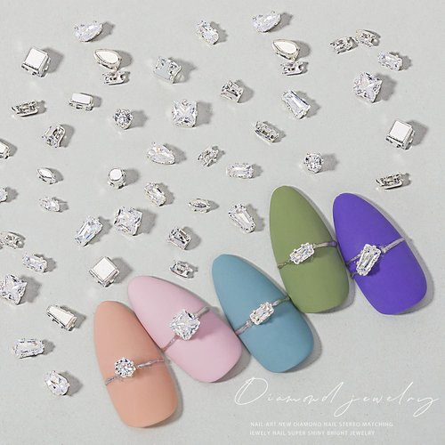 Small Nail Charms Silver Nail Jewelry luxury 3D Nail Art Zircon Metal Gem 120pcs Nail Art Crystal Diamonds for Nail Art Decorative Accessories Nail Decorations Rhinestones for Nail Art Charms