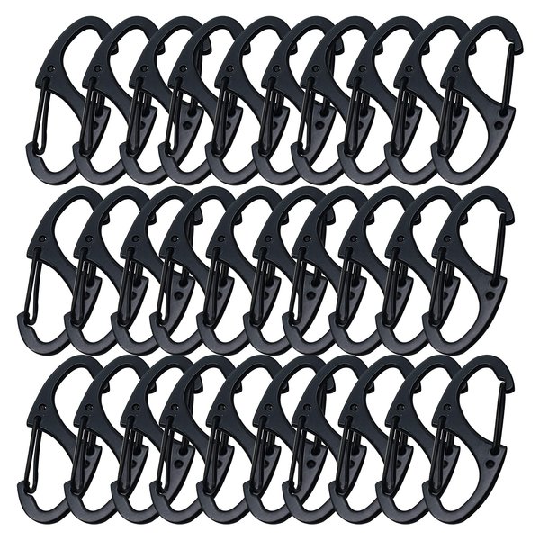 Bytiyar Small Carabiner Clips 1.6 inch(41mm) Metal Double Sided Spring Gate Snap Hooks Keychain Clasp Accessories, 30 Pcs Black