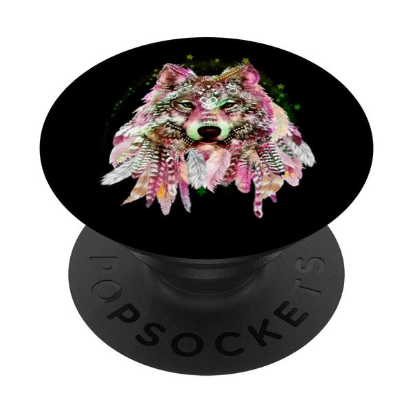 Native American Wolf Head Tribal Bohemian Tattoo Art PopSockets Standard PopGrip