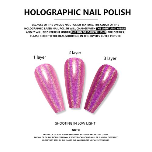Ownest Holographic Nail Polish, Gorgeous Glossy Holographic Halo Glitter Polish Nail Art Nail Pigment Diamond Laser Nail Polish-LS03