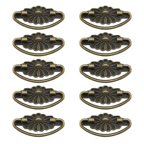 T Tulead Antique Looking Drawer Pulls Jewelry Cabinet Handles Box Pull Bronze Vintage Tool Box Handle Knob Pack of 10 (1.53-Inch Hole to Hole)