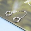 Yheakne Boho Double Chain Hoop Earrings Silver Cz Hoop Chain Earrings Punk Dangle Chain Earrings Rhinestone Huggies Earrings Jewelry for Women and Girls Gifts (Silver)