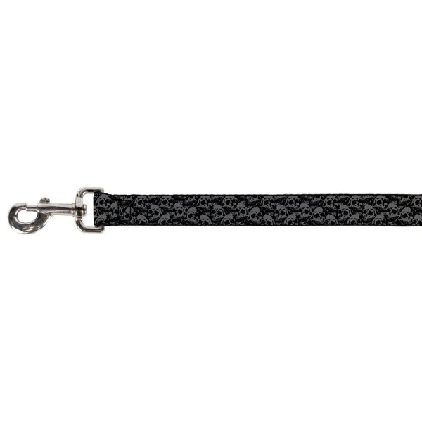 Buckle-Down Pet Leash - Skull Yard Black/Gray - 4 Feet Long - 1.5" Wide
