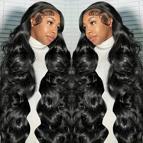 13x6 Lace Front Wigs Human Hair 250 Density HD Lace Front Wigs Human Hair Wigs for Black Women Body Wave Lace Front Wigs Human Hair Pre Plucked Body Wave Human Hair Wig 18 inch 13x6 HD Black Wig