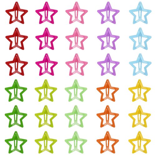 30 Pcs Star Clips Hair Clips Star Barrettes for Girls Non-Slip Star Hair Accessories Cute Hairpins Colorful Snap Hair Barrettes Kawaii Hair Clips for Women Girls