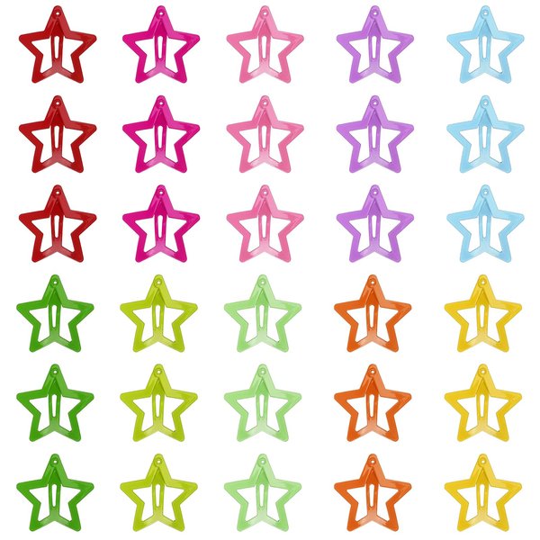 30 Pcs Star Clips Hair Clips Star Barrettes for Girls Non-Slip Star Hair Accessories Cute Hairpins Colorful Snap Hair Barrettes Kawaii Hair Clips for Women Girls