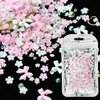 CESUSME 3D Pink White Mini Flower Bows Nail Charms Flowers Acrylic Nail Charms with Golden Round Beads Nail Gems Charms for Nail Art DIY Accessories