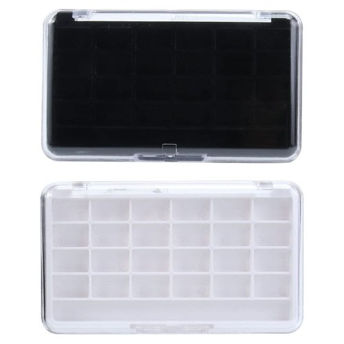 POPETPOP 2PCS 24 DIY eyeshadow palette containers with lids circle beads magnetic pallet for makeup eyeshadow case paint palette watercolor pan empty plastic pallet travel grid makeup set