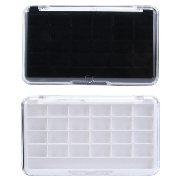 POPETPOP 2PCS 24 DIY eyeshadow palette containers with lids circle beads magnetic pallet for makeup eyeshadow case paint palette watercolor pan empty plastic pallet travel grid makeup set