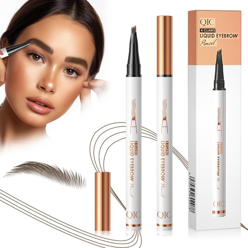 Microblading Eyebrow Pen,Waterproof Magic Eyebrow Pencil,4 Tip Eye Brow Pen,Long-lasting Natural Makeup Fine Stroke Tattoo Pen Eyebrow Pencil Stay on All Day for Women(Dark brown-C)