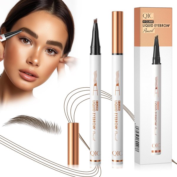 Microblading Eyebrow Pen,Waterproof Magic Eyebrow Pencil,4 Tip Eye Brow Pen,Long-lasting Natural Makeup Fine Stroke Tattoo Pen Eyebrow Pencil Stay on All Day for Women(Dark brown-C)
