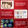 Kids Wooden Painting Kit, Glow in The Dark Arts and Crafts for Boys Girls Ages 4-12, DIY Natural Wood Slice Ornament Kit, Party Home Decor, Creative Art Toys Gift for 4 5 6 7 8 9 10 11 12 Years Old