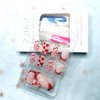 24Pcs Valentine's Day Press on Nails Medium Length Valentine's French Tip Fake Nails with Red Heart Love Design Stick on Nails Gift for Women DIY Valentine Romantic Manicure