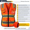 JKSafety 9 Pockets Women Hi-Vis Reflective Safety Vest | Mesh Neon Orange| Reflective Strips with Yellow Extended Trims | ANSI Compliant (168-Orange, XXL)
