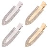 yoyokid 4PCS No Crease Hair Clips, Rhinestone No bend Hair Clips Diamond Metal Pin Flat Barrettes for Makeup Bang, Styling Tool for Women Girls, Silver Gold