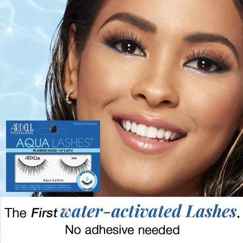 Ardell Aqua False Strip Lashes 344, Water Activated Fake Lashes, No Lash Glue Required, 4 Pack
