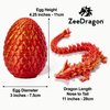 3D Printed Dragon in Crystal Egg, 9pc, Velvet Pouch, Dragon Art Stickers, Articulated, Flexible Joints, Twist Open Egg, Home Office Desk Fidget Toy, Kids, Adults & Autism/ADHD ZeeDragon Laser Red