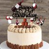 7Pcs Red Wine Happy Birthday Cake Topper Sets Black Glitter Beers Wine Glass Cake Decorations Set Celebrating Cheers to 21 30 40 50 60 Years Theme Birthday Party Supplies Set for Men Women