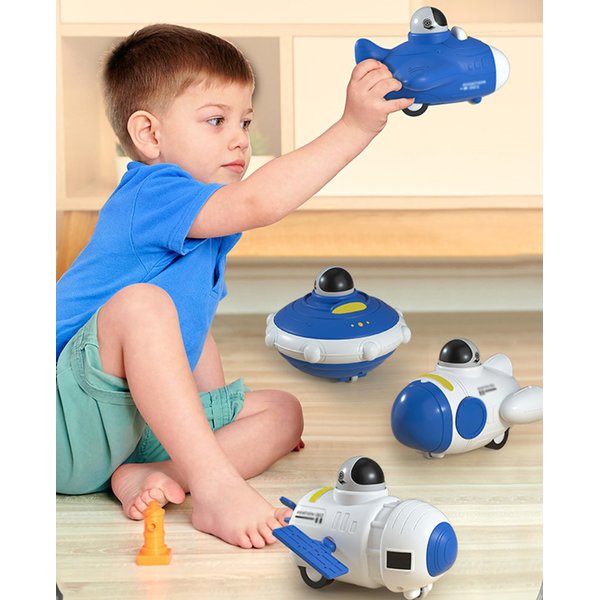 Space Toys for Toddlers 1-3,4 Pcs Spaceship Toys,Inertia Toy Early Educational Toddler Baby Toy Friction Powered Cars,Space Rocket Ship Toy with Astronauts,Press and Go Cars Baby Girls Toys