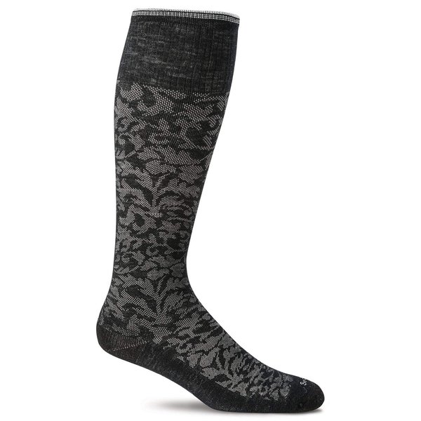 Sockwell Women's Damask Moderate Graduated Compression Sock, Black - S/M