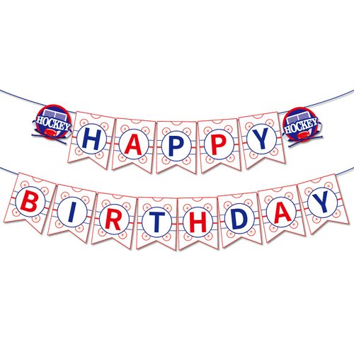 Hockey Birthday Banner Happy Birthday Banner Hockey Birthday Party Supplies Hockey Happy Birthday Banner for Kids Boys Girls Hockey Fans Hockey Birthday Party Decoration