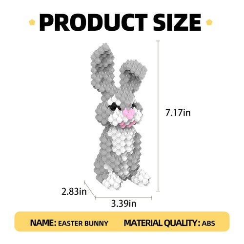 KADELE Bunny Building Animal Sets, Extremely Challenging STEM Building Blocks Decor for Adults Kids, Micro 3D Educational Toys for Boys Girls Ages 8 and Up for Kids (305 Pieces)