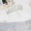 BAHABY Birthday Crown for Women It's My Birthday Sash & Rhinestone Tiara Set Princess Birthday Sash and Tiara for Women Birthday Decorations (Silver)