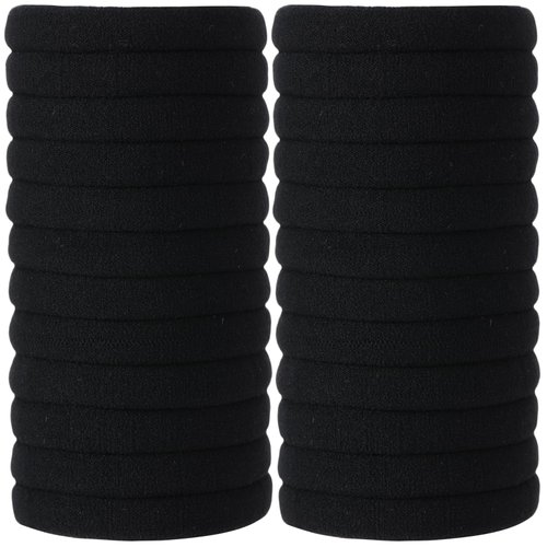 SUTHIA Black Hair Ties for Thick Hair 120 Pack, Nylon Hair Ties No Damage Hair Ties Bulk Hair Ties Thick Hair Elastic Hair Ties Ouchless Hair Ties for Women Cloth Ponytail Holders Fabric Hair Bands