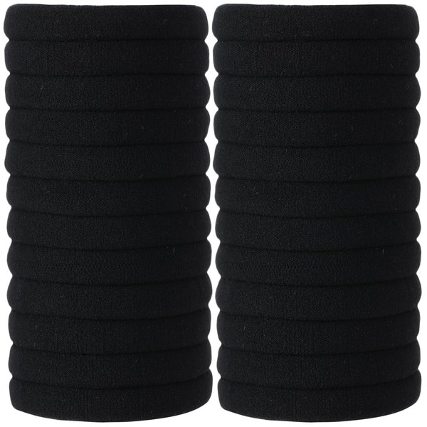 SUTHIA Black Hair Ties for Thick Hair 120 Pack, Nylon Hair Ties No Damage Hair Ties Bulk Hair Ties Thick Hair Elastic Hair Ties Ouchless Hair Ties for Women Cloth Ponytail Holders Fabric Hair Bands
