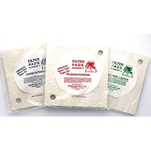 Buon Vino Super Jet Wine Pourer Filter Pad (Multi 3 Pack) - Sterile Wine Multi Filteration System - Portable Brewing Machine Equipment Kit Multi Pack 1, 2, 3 - Coarse Filtering - Sediment Remover