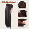 WIGNEE 28 Inches Kinky Straight Ponytail Extension Synthetic Drawstring Ponytail For Black Women Yaki Pony Tails Hair Extensions (28 Inches, 1B/30 Highlights)