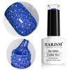 RARJSM Reflective Glitter Gel Polish Royal Blue Sparkle Iridescent Rainbow Shimmer Dark Blue Gel Nail Polish 7.5ml Soak Off Sparkle Flash Disco Diamond Nail Gel Polish Salon DIY Home Manicure