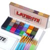 UCANBE 20 Color Face Body Paint Oil Set Kit with 10PCS Paint Brushes, Super Big Black & White Pan+ Gold Silver Glitter, Face Painting Makeup Palette for Art Theater Halloween Parties Cosplay (Set B)