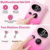 Electric Nail Drill, Urbuti 35000RPM Professional Nail Drill Machine, Portable Rechargeable File Machine Set for Acrylic Gel Nails, Manicure Pedicure Tools for Home and Salon Use(Colorful)